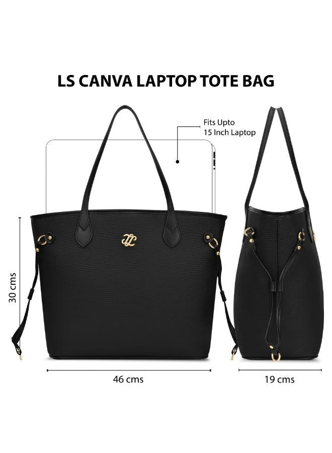 Lavie  Signature Canva Laptop Tote (Black)  | Best Price UAE